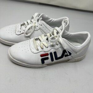 red, white & blue leather fila tennis shoes size 8 women's